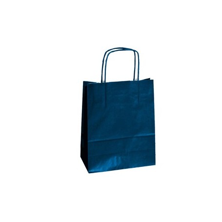 25 SHOPPERS CARTA KRAFT 22X10X29CM TWISTED BLU - 37269