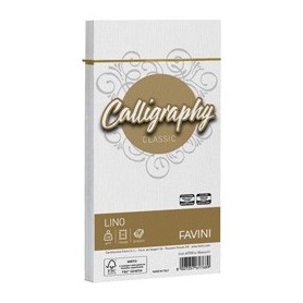 25 BUSTE CALLIGRAPHY LINO 120GR 110X220MM BIANCO FAVINI - A570514