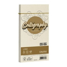 25 BUSTE CALLIGRAPHY LINO 120GR 110X220MM AVORIO FAVINI - A57Q514