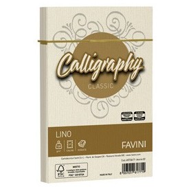 25 BUSTE CALLIGRAPHY LINO 120GR 120X180MM AVORIO FAVINI - A57Q617