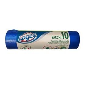 10 SACCHI IMMONDIZIA 70X110CM 110LT HD 16Â? BLU LOGEX - 2006LXB01