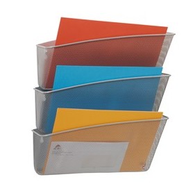 PORTADOCUMENTI DA PARETE SET DA 3 VASCHETTE MESH IN RETE METALLICA ARGENTO ALBA - MESHFILE/M