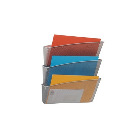 PORTADOCUMENTI DA PARETE SET DA 3 VASCHETTE MESH IN RETE METALLICA ARGENTO ALBA - MESHFILE/M