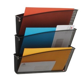 PORTADOCUMENTI DA PARETE SET DA 3 VASCHETTE MESH IN RETE METALLICA NERO ALBA - MESHFILE/N
