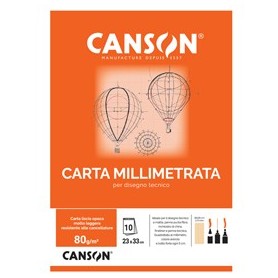 BLOCCO CARTA OPACA MILLIMETRATA 230X330MM 10FG 80GR CANSON - C200005813