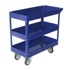 CARRELLO C/RUOTE IN ACCIAIO VERNICIATO BLU 3 RIPIANI 84X41CM H 82CM - TC4103