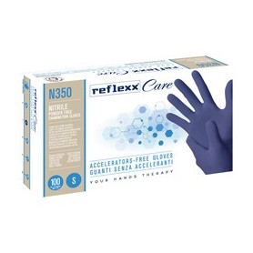 CONF 100 GUANTI NITRILE IPOALLERGENICI N350 S/ACCELERANTI TAGLIA S BLU REFLEXX - N350/S