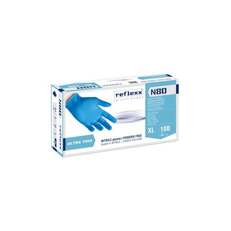 CONF 100 GUANTI IN NITRILE ULTRASOTTILI N80B TAGLIA XL AZZURRO REFLEXX - N80B/XL