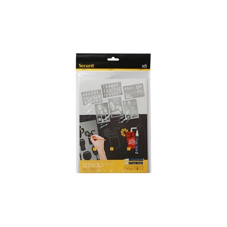 SET 6 STENCIL TRASPARENTI ASSORTITI SECURIT - SECSTN-5