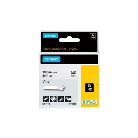 NASTRO VINILE 19MM X 5.5MT NERO SU BIANCO 18445 RHINO - 18445