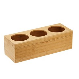 PORTABOTTIGLIE CON TRE FORI IN BAMBOO LEONE - S0132
