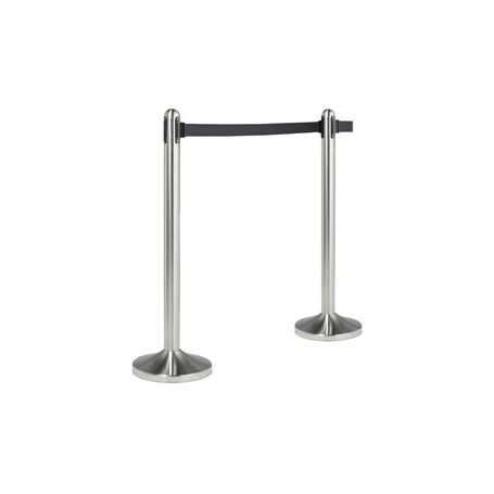 1 COLONNINA SEGNAPERCORSO CROMATA CON NASTRO NERO 210CM SECURIT - RS-RT-RVS-BL-SET