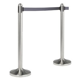 1 COLONNINA SEGNAPERCORSO CROMATA CON NASTRO GRIGIO 210CM SECURIT - RS-RT-RVS-GY-SET