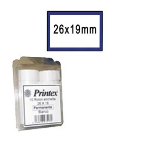PACK 10 ROTOLI 600 ETICH. 26X19MM BIANCO REMOV. CORNICE BLU PRINTEX - B10/2619BRSTBB