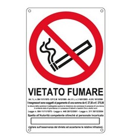 CARTELLO ALLUMINIO 27X43CM 'VIETATO FUMARE'' - E630105X