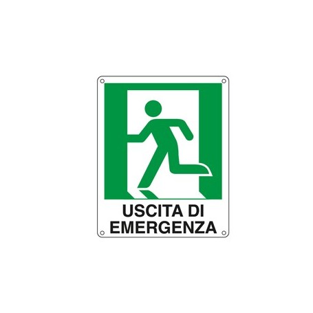 CARTELLO ALLUMINIO 25X31CM 'USCITA DI EMERGENZA A SX' - E20105X