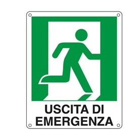 CARTELLO ALLUMINIO 25X31CM 'USCITA DI EMERGENZA A DX' - E20106X