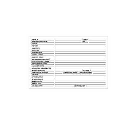 CARTELLO POLIONDA 67X100CM 'CANTIERE SPECIFICHE DEI LAVORI' - PO7003
