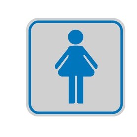 TARGHETTA ADESIVA 82X82MM CON PITTOGRAMMA TOILETTE DONNA - 9643B